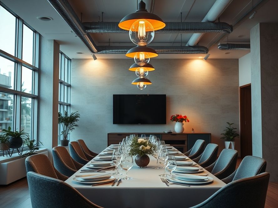 Lustres industriais para sala de jantar compacta
