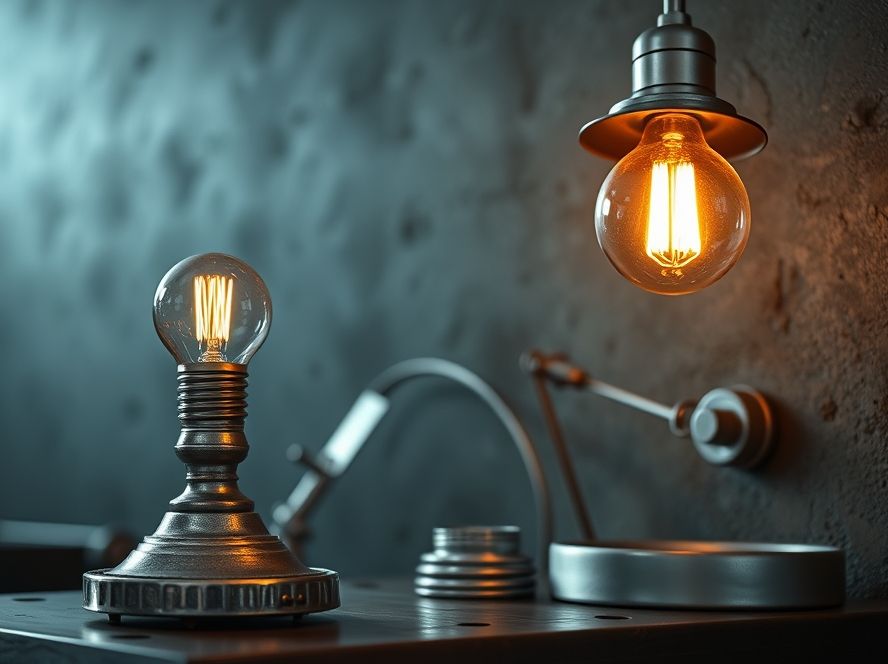 Lustres industriais que destacam utensílios de metal