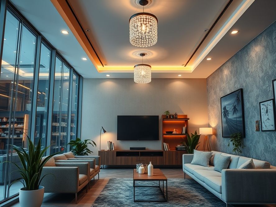 Lustres LED para ambientes com prateleiras decorativas