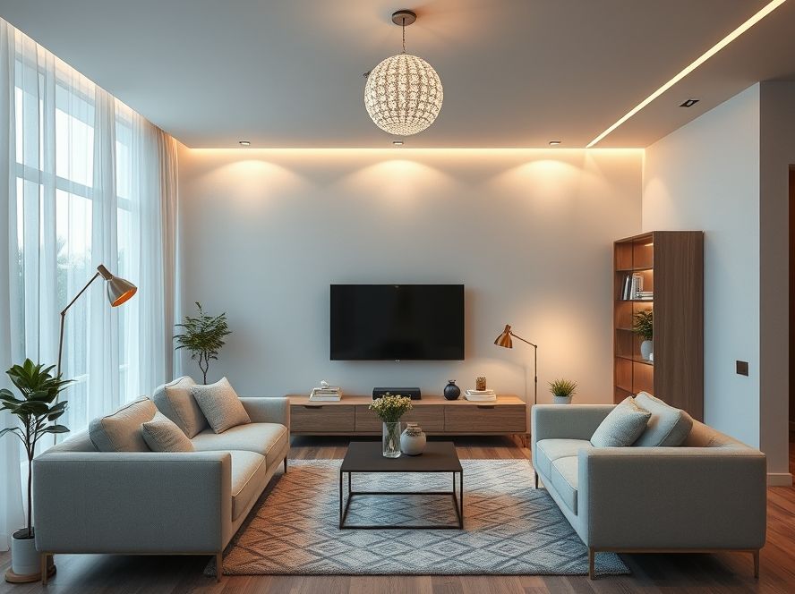 Lustres LED que combinam com móveis de madeira clara
