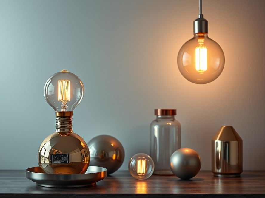 Lustres LED que combinam com objetos de decoração metálicos