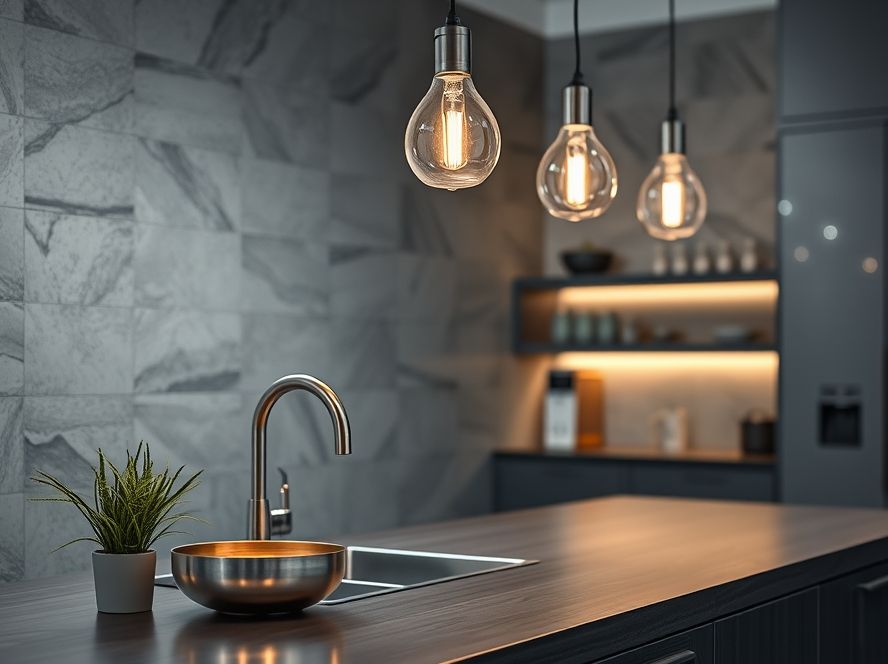 Lustres LED que combinam com utensílios de inox