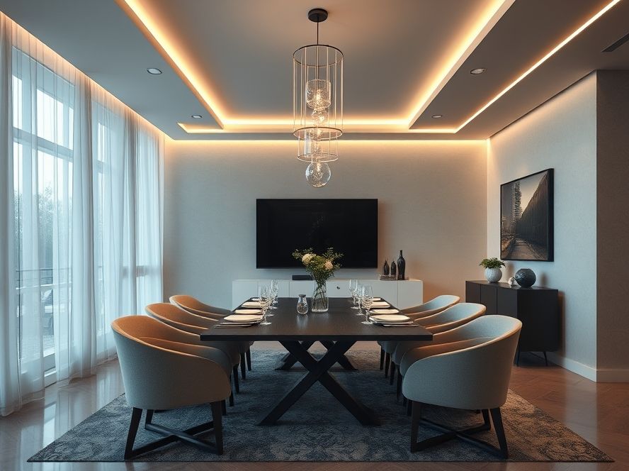 Lustres lineares para sala de jantar contemporânea