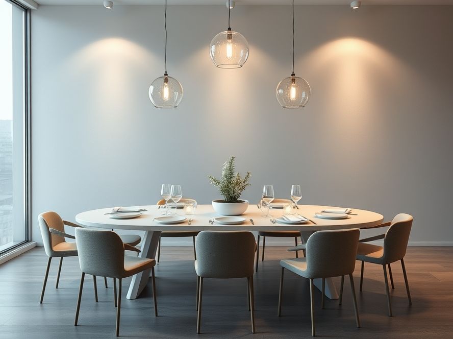 Lustres minimalistas para mesas de jantar retangulares