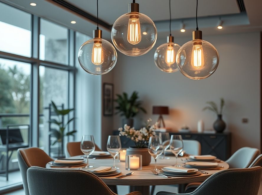 Lustres modernos com globos de vidro para sala de jantar
