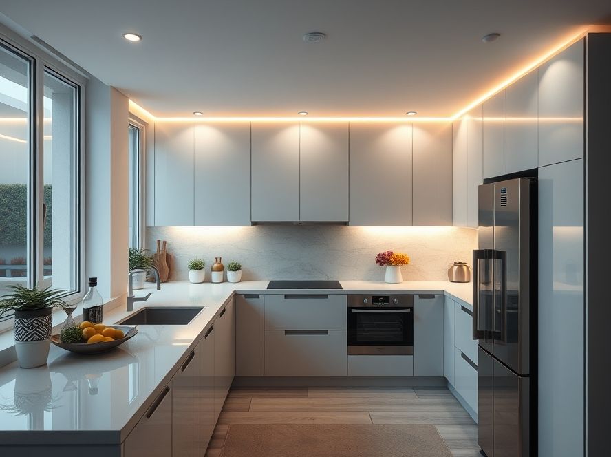 Perfil de LED para iluminação de armários de cozinha