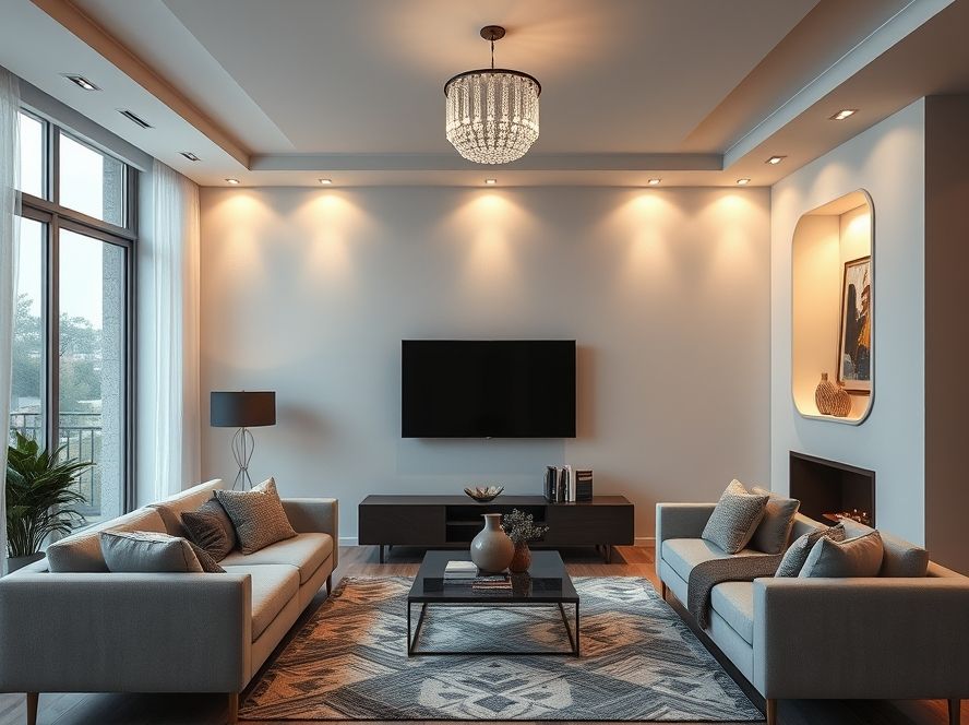 Perfil de LED para iluminação de nichos decorativos na sala