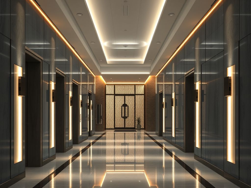 Perfis de LED contínuos em halls de entrada residenciais modernos