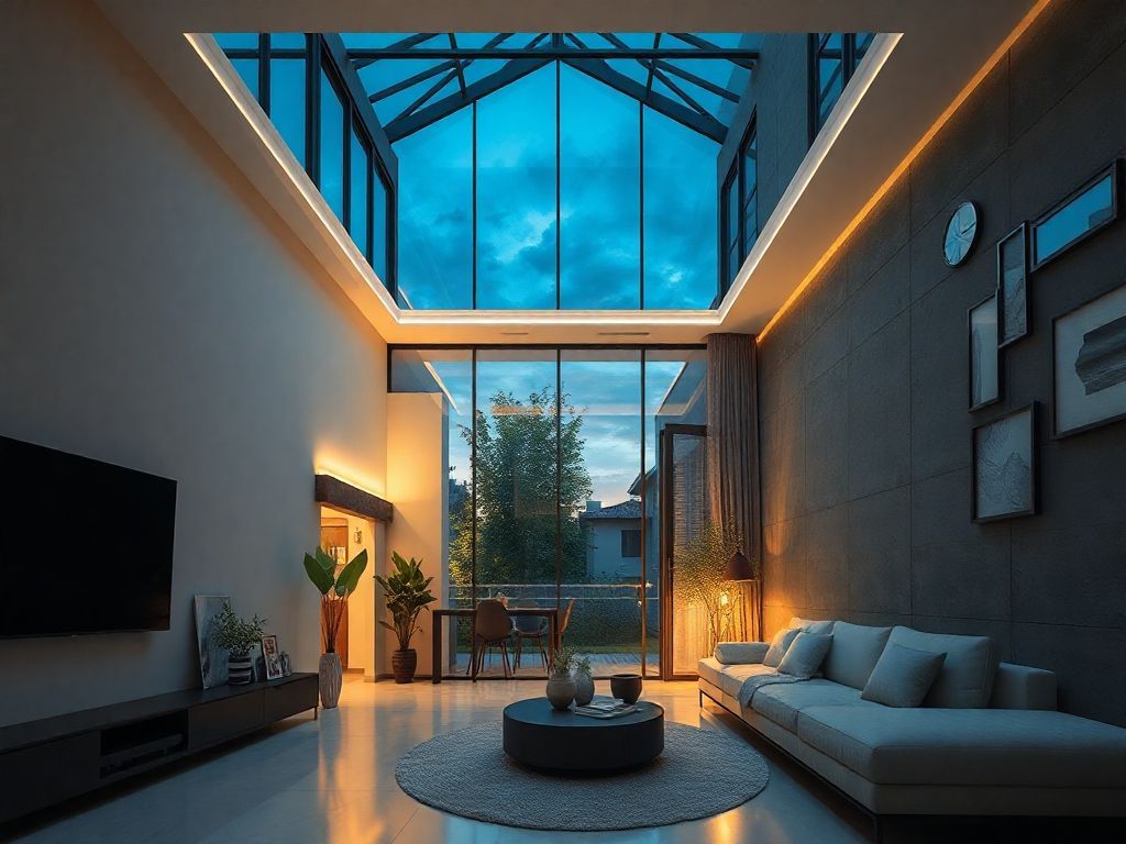 Perfis de LED sobrepostos em ambientes residenciais