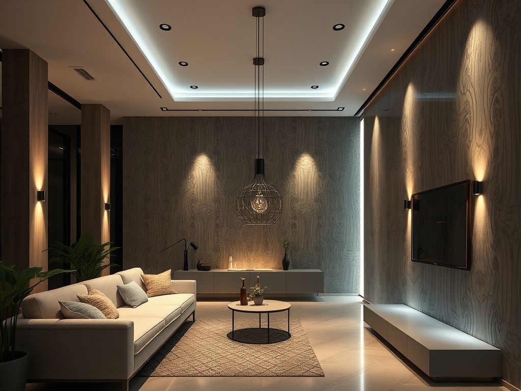 Perfis de LED sobrepostos em sancas decorativas