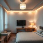 Plafon LED para iluminação de quartos de hóspedes