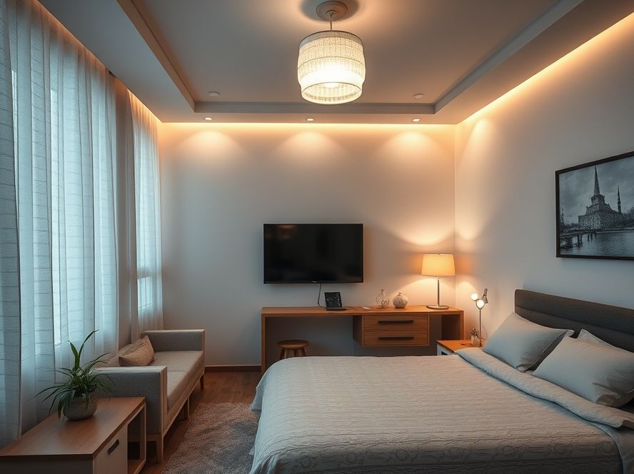 Plafon LED para iluminação de quartos de hóspedes
