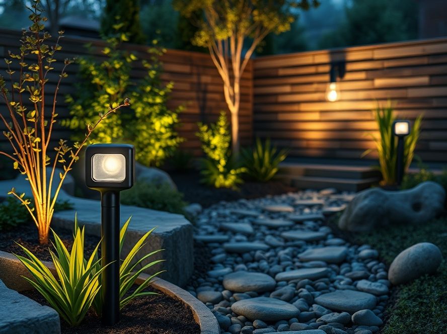 Postinho balizador LED para caminhos de pedra no jardim