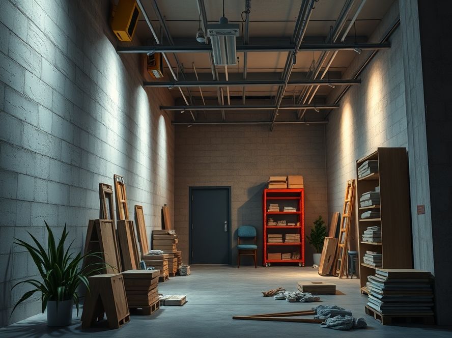 Spot de sobrepor iluminando bancadas de trabalho