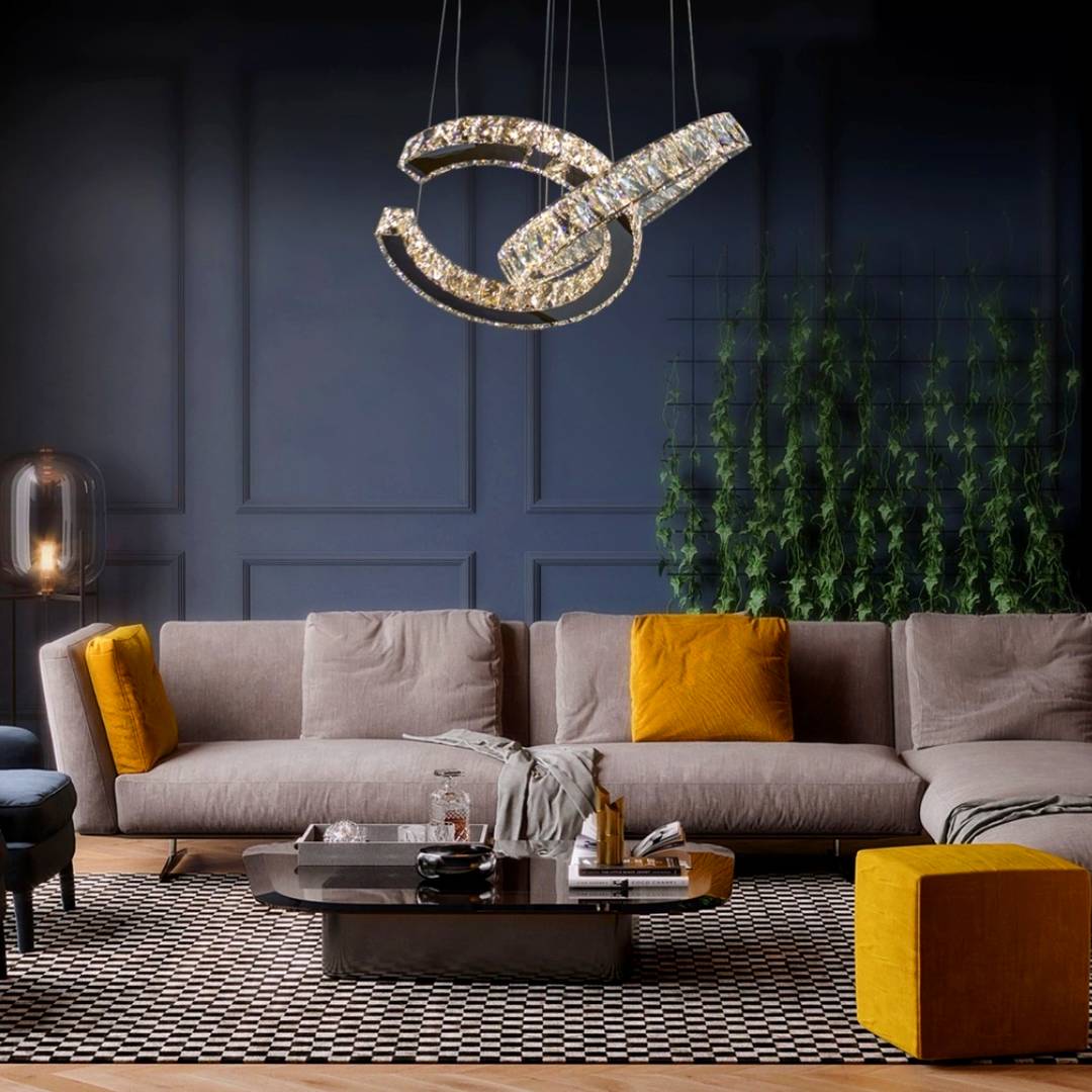 Lustre LED Moderno com Cristais de Vidro: o toque de luxo que transforma qualquer ambiente